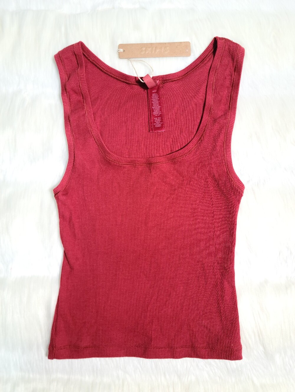 SKIMS Cotton Rib Tank Red Brick Women Small NEW